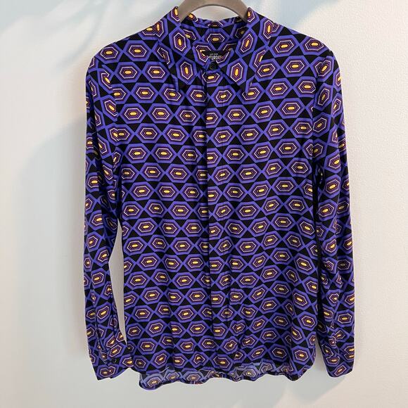 Kate Spade Saturday Geometric Patterned Button Front Shirt Size 2 - Picture 1 of 9